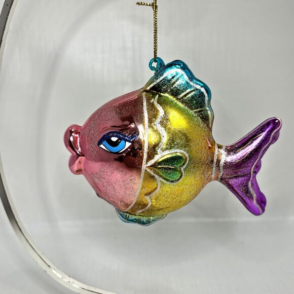 MARK ROBERTS Other - Mark Roberts Fish Christmas Ornament Blown Glass Puff Kissing Big Lips Designer